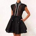 Miniatyrbillede 1 af 5: Zim Style Matchmaker Flip Linned-Blanding Mini Kjole Damekjole Black L