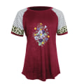 Miniatyrbild 7 av 11: Dam Sommar Blommig T-shirt Toppar Leopard Casual Blus Tee Red M