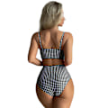 Miniatyrbild 2 av 5: Dam Vadderad BH Bikini Set Baddräkt Rutmönstrad Sommar Strandkläder Black M