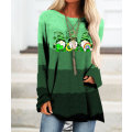 Miniatyrbilde 1 av 2: St. Patrick's Day-trykk fritidsskjorte med lange ermer for kvinner C L