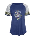 Miniatyrbild 10 av 11: Dam Sommar Blommig T-shirt Toppar Leopard Casual Blus Tee Red XL