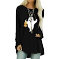 Miniatyrbillede 4 af 5: Dame Halloween-printet langærmet T-shirtbluse Casual Basic Grey L