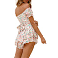 Miniatyrbillede 5 af 5: Blomstret Off Shoulder Legedragt Romper Shorts Flæse Jumpsuit til Kvinder Leopard M