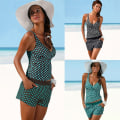 Miniatyrbild 2 av 10: Dam Prickig Baddräkt Tankini Bikini Set Simdräkt black M