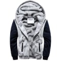 Miniatyrbild 5 av 8: Varm vinterjacka för män med Sherpa-fleece och huva Dark Blue 2XL