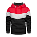 Miniatyrbilde 1 av 5: Herre Fargeblokk Snøring Hettegenser Sport Gym Pullover Hettegenser Topper Red M