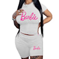 Pikkukuva 2 / 5: Naisten verryttelypuku, 2-osainen Barbie-urheilupuku, lyhythihainen toppi, T-paita ja shortsit, rento kesäurheiluvaatetussetti White XL