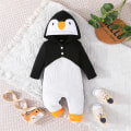 Miniatyrbild 5 av 7: Pingvin Pojkar och Flickor Bodysuit Nyfödd Hooded Jumpsuit Julklapp 6-9M