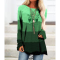 Miniatyrbilde 1 av 2: St. Patrick's Day-trykk fritidsskjorte med lange ermer for kvinner A 2XL