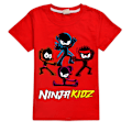 Miniatyrbild 1 av 4: Ninja Kidz Pojkar T-shirt Tecknade Toppar Tee Barn Pojkar Flickor T-shirts Barnkläder Sommar Kortärmad Red 140cm
