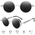 Miniatyrbild 3 av 6: Runda solglasögon Fashion Circle Ozzy Hippie-glasögon Gold Frame Black Lenses 1 Pack