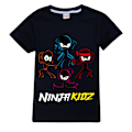 Miniatyrbild 1 av 4: Ninja Kidz Pojkar T-shirt Tecknade Toppar Tee Barn Pojkar Flickor T-shirts Barnkläder Sommar Kortärmad Black 140cm