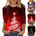 Miniatyrbillede 2 af 3: Dame Jul Sjovt Snemand Print Pullover T-shirts Top C S