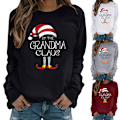 Miniatyrbillede 2 af 3: Dame Jule Sweatshirt Pullover Toppe Langærmet T-shirt Gave red wine