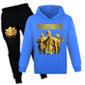 Miniatyrbild 1 av 5: Barn Pojkar Flickor F-ortnite Tryck Casual Hoodie Träningsset Set Hoody Topp Byxor Kostym 7-14år Dark Blue 140cm