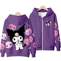Miniatyrbillede 1 af 4: Kuromi Hættetrøje Dame Langærmet Pullover Pige Tegneserie Lynlås Jakke A S
