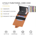 Miniatyrbild 5 av 5: Case Dubbel stöldskyddsplånbok RFID-NFC Säker POP UP-korthållare Brown