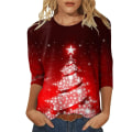 Miniatyrbillede 1 af 3: Dame Jul Sjovt Snemand Print Pullover T-shirts Top C S