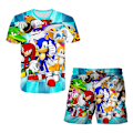 Miniatyrbild 1 av 3: Sonic Barn Pojkar Träningsdräkt T-shirt Toppar + Shorts Set Sommarkläder Sovkläder Pyjamas #4 150cm