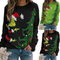 Miniatyrbild 2 av 3: Grinchen Jul Dammode Casual Sweatshirt Toppar green 3XL