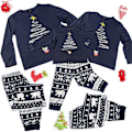 Miniatyrbild 3 av 8: Julpyjamas för familjen Jul-PJs Matchande set Vuxna Barn Festkläder Sovkläder Set Kids-Navy 12T