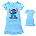 Miniatyrbild 1 av 3: Lilo Stitch Princess Nattlinne Barn Tjej Ruffle Sovkläder Klänning Nattkläder Pyjamas Pjs Light blue 150cm