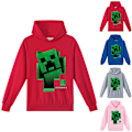 Miniatyrbillede 2 af 3: Børne Minecraft Creeper Print Hættetrøje Sweatshirt Jumper Top red 140cm