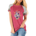 Miniatyrbild 1 av 11: Dam Sommar Blommig T-shirt Toppar Leopard Casual Blus Tee Red S