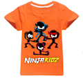 Miniatyrbild 1 av 4: Ninja Kidz Pojkar T-shirt Tecknade Toppar Tee Barn Pojkar Flickor T-shirts Barnkläder Sommar Kortärmad Orange 140cm