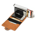 Miniatyrbild 6 av 6: Case Dubbel stöldskyddsplånbok RFID-NFC Säker POP UP-korthållare Yellow brown