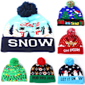 Miniatyrbild 2 av 5: LED-upplyst mössa i stickad beanie med färgglada LED-lampor för jul 4