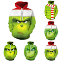 Miniatyrbild 3 av 4: Grinchen 3D Tecknad Jul Tröjor Hoodie Jacka Julklapp Barn D 130cm