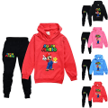 Miniatyrbild 2 av 3: Pojkar Flickor Super Mario Hoodies Träningsdräkter Toppar+Joggingbyxor Set red 160cm
