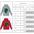 Miniatyrbillede 3 af 3: Børne Minecraft Creeper Print Hættetrøje Sweatshirt Jumper Top red 140cm