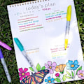 Miniatyrbillede 5 af 5: Spiralnotesbog og daglig planlægger med farvelægning og 15 farvemarkører til kontoret Daily Planner + Pen