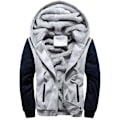 Miniatyrbild 1 av 5: Varm vinterjacka för män med Sherpa-fleece och huva Grey & Blue 4XL