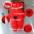 Miniatyrbild 3 av 5: Bodysuit för pojkar och flickor Nyfödd Hooded Jumpsuit Julklapp red 9M