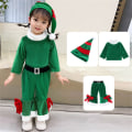 Miniatyrbild 3 av 7: 3-delat Set Baby Flicka Juldräkt Barn Cosplay Festklänning Green 140CM