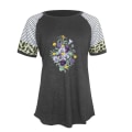 Miniatyrbild 8 av 11: Dam Sommar Blommig T-shirt Toppar Leopard Casual Blus Tee Red XL