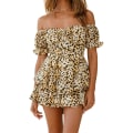 Miniatyrbild 6 av 9: Dam Blommig Off Shoulder Playsuit Romper Shorts Volang Jumpsuit Tie dye L