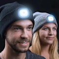 Miniatyrbillede 4 af 4: Vinter Børn LED Lommelygte Hue Lys Sikkerheds Visir Strikket Beanie Lommelygte Fluorescein