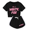 Pikkukuva 1 / 3: \"WHITE FOX\" Kirjainpainatus Kesä T-paita Toppi Shortsit Setit Lasten Tyttöjen Pyjamat Loungewear Verryttelypuku Asut Black 110cm