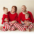 Miniatyrbillede 1 af 5: Julepyjamas til hele familien, matchende stribede pyjamassæt, jule-nattøj til par, unge og børn Men M
