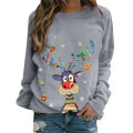 Miniatyrbillede 1 af 3: Jul Kvinder Elg Print Pullover Frakke Jakke Vinter Indendørs grey