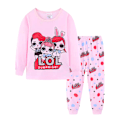 Miniatyrbild 3 av 4: 2-pack flickor pyjamas med tecknad docka, långärmad tröja, nattkläder A 100cm