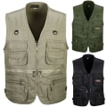 Miniatyrbild 3 av 5: Herr Multi Pocket Utility Väst Fiske Arbetskläder Green XL