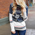Miniatyrbild 3 av 5: Jul-pullover hoodie sport fritid vinter semesterkläder dark bule