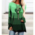 Miniatyrbilde 1 av 2: St. Patrick's Day-trykk fritidsskjorte med lange ermer for kvinner D XL