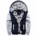 Miniatyrbild 1 av 5: Varm vinterjacka för män med Sherpa-fleece och huva Dark Blue 4XL