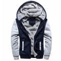 Miniatyrbild 1 av 8: Varm vinterjacka för män med Sherpa-fleece och huva Dark Blue L
